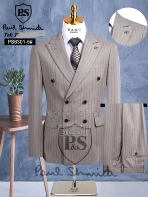 Photo - Luxury Double Breasted Strips Suit for Men of Class