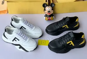 Fendi White and Black Luxury Sneakers Shoe
