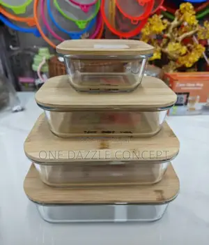 4pcs Square Borosilicate Glass Storage Bowl Set