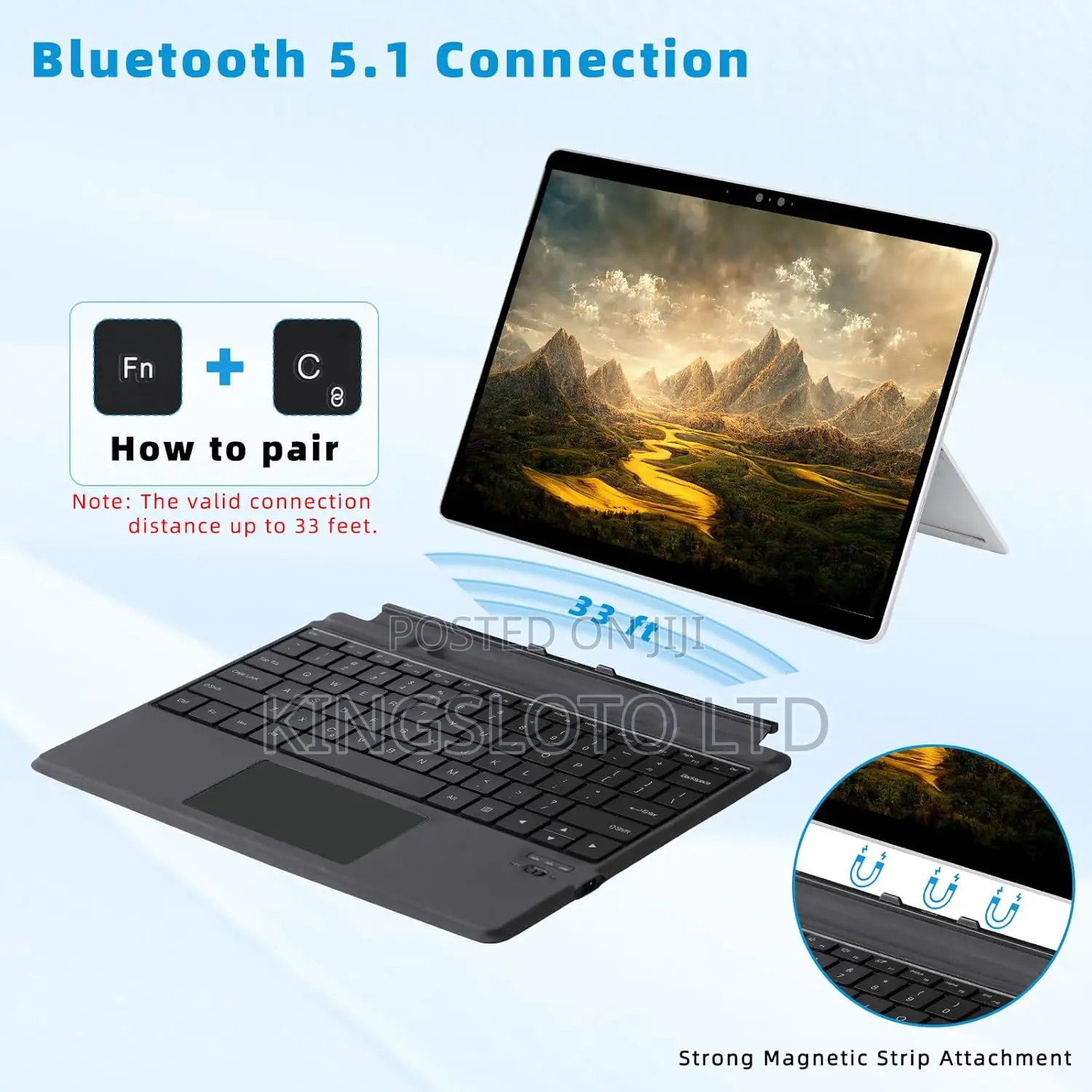 Bluetooth Keyboard With Backlit for Surface Pro 8 / X / 9/10