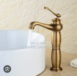 Bamboo Design Long Brush Gold Basin Mixer Tap