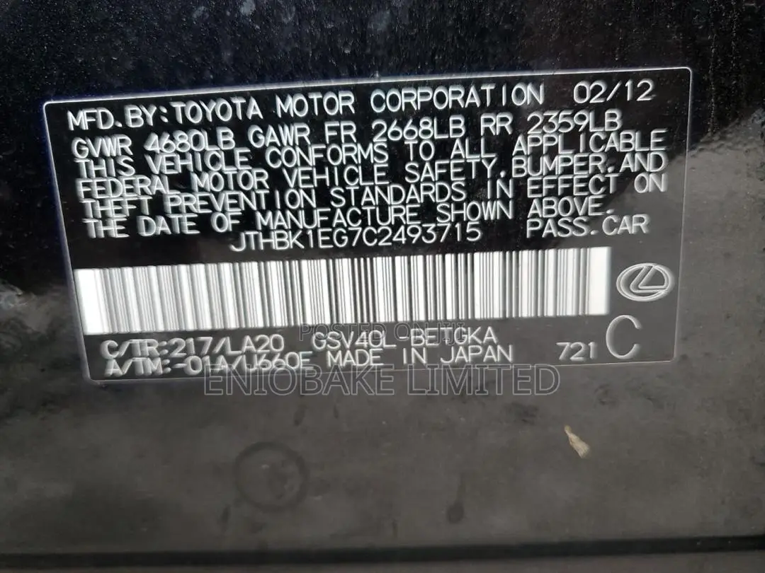 Lexus ES 350 2012 Black