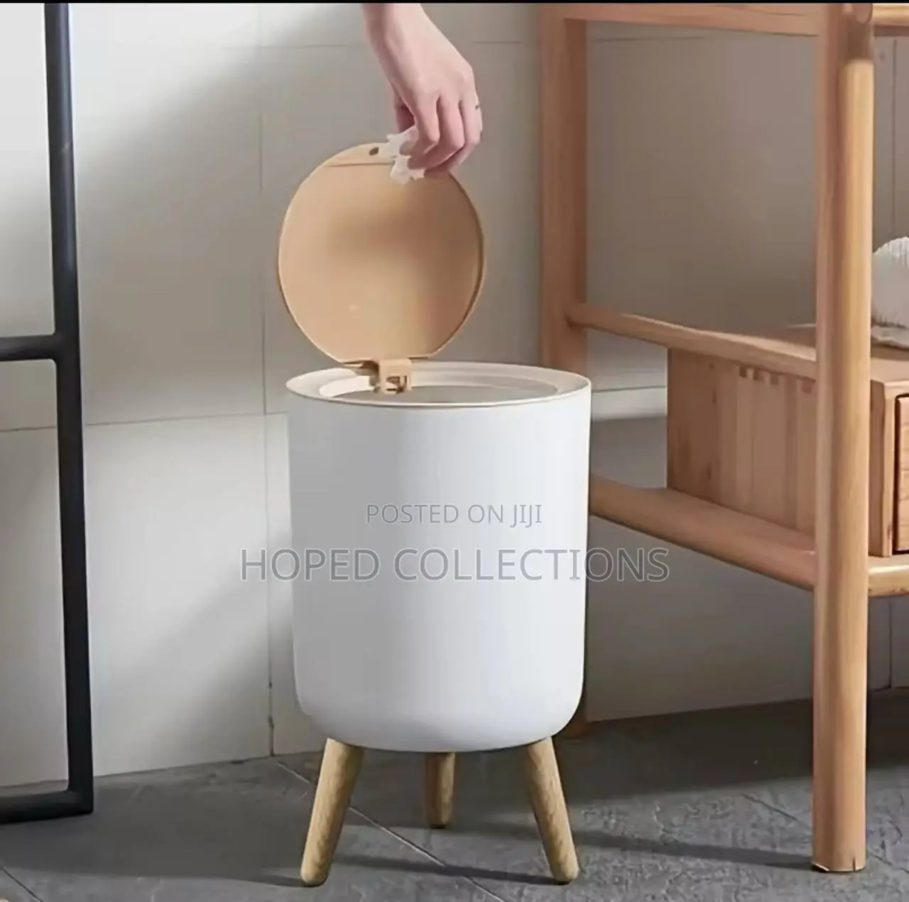 Wood Grain Trash Can