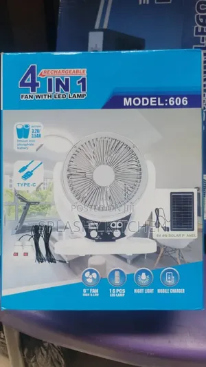 Photo - 6" 4 in 1 Rechargeable Fan With 2 Bulbs