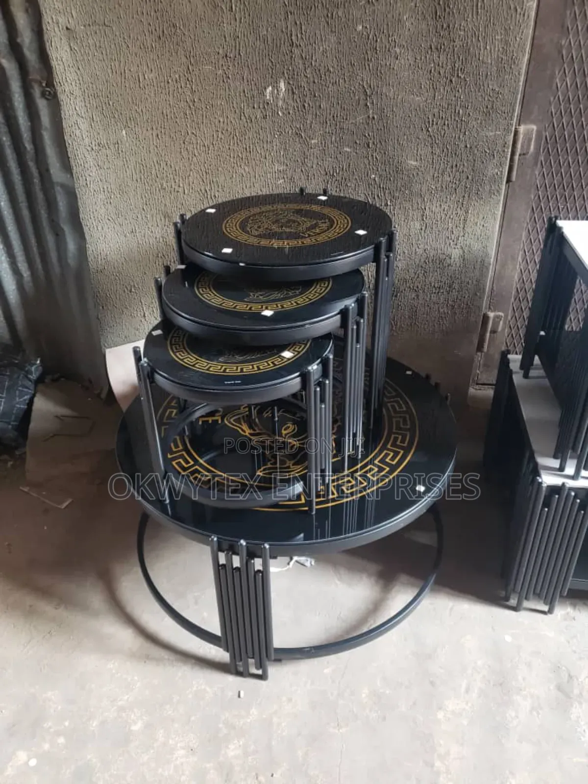 Italian Center Table With Two Sides Stools