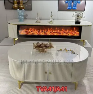 Complete Set of Tv Stand With Center Table Fireplace