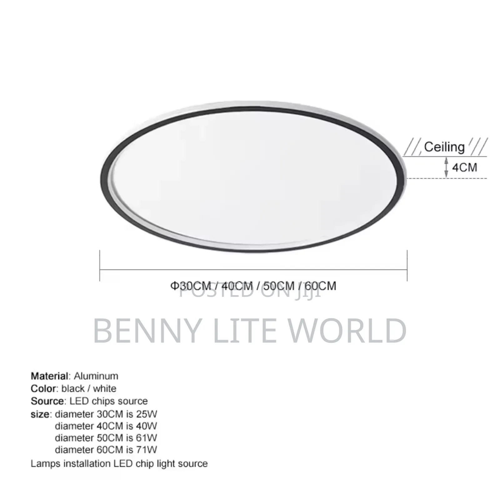 Led Ceiling Light Flush Mount Fixture 3 Color Dimming.