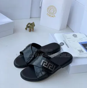 Quality Blue Leather Slippers
