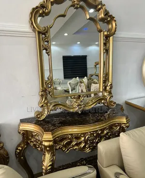Royal Wood Console Mirror With Table ( Full Set)