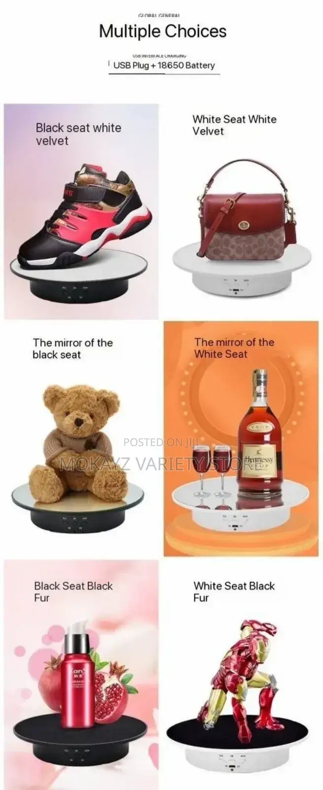 360 Degree 20cm 3 Speed Mirror Top Rotating Table