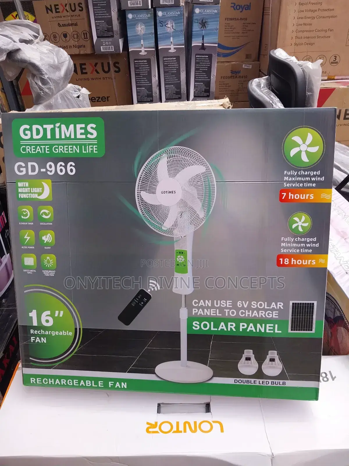 Rechargeable Standing Fan With Solar Panel