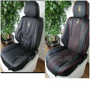 Black/ Black Touch of Red Leather Car Seat Cover