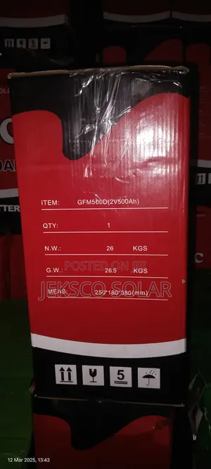 Valve Rechargeable Gel Battery, 2v, 500ah, Rubitec.