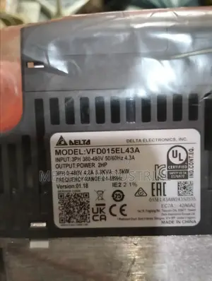 Delta VFD 1.5kw 3phase Vfd015el43a
