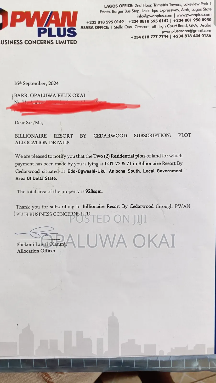 Genuine Land for Sale in Asaba