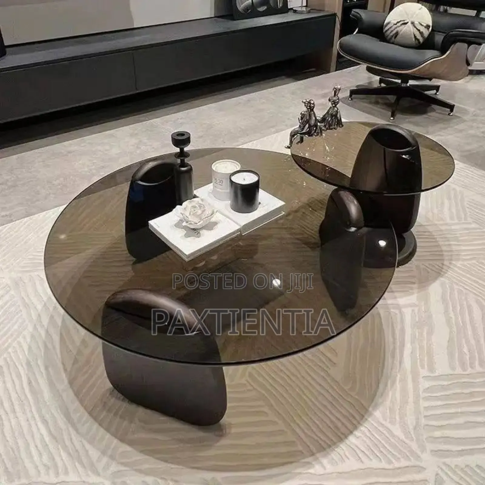 Translucent Glass 2 in One Table Set (Beige)