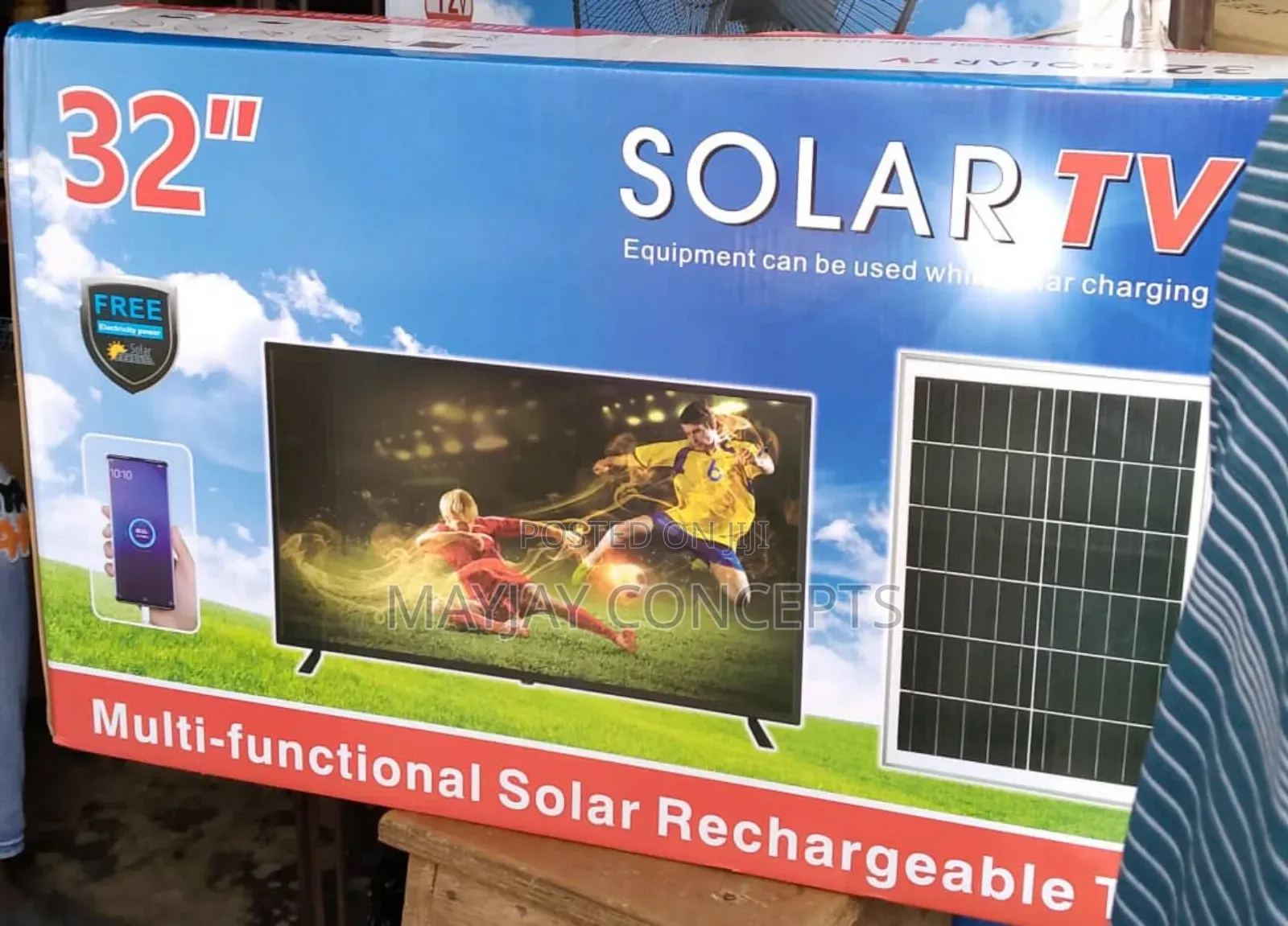 32" Multifunctional Solar Rechargeable Tv+Panel+Bulbs
