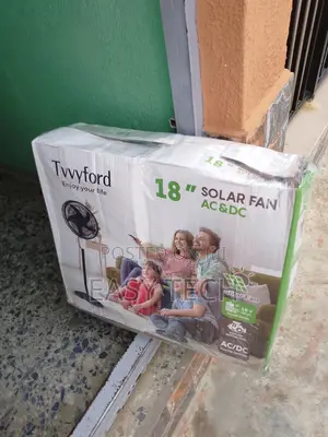 New in Twyford 18" Rechargeable Fan With Solar Panel Ac/Dc