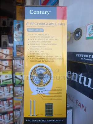 Century 8" Rechargeable Fan With Led Light Solar Panel