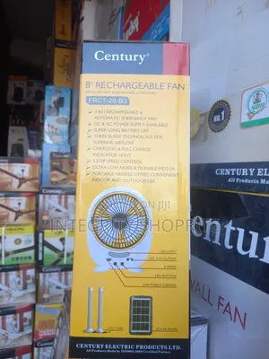 Century 8" Rechargeable Fan With Led Light Solar Panel