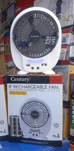 Century Table Rechargeable Fan 8" Led Light Solar Panel