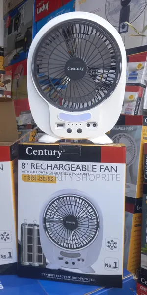 Century Table Rechargeable Fan 8" Led Light Solar Panel