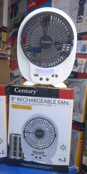 Century Table Rechargeable Fan 8" Led Light Solar Panel