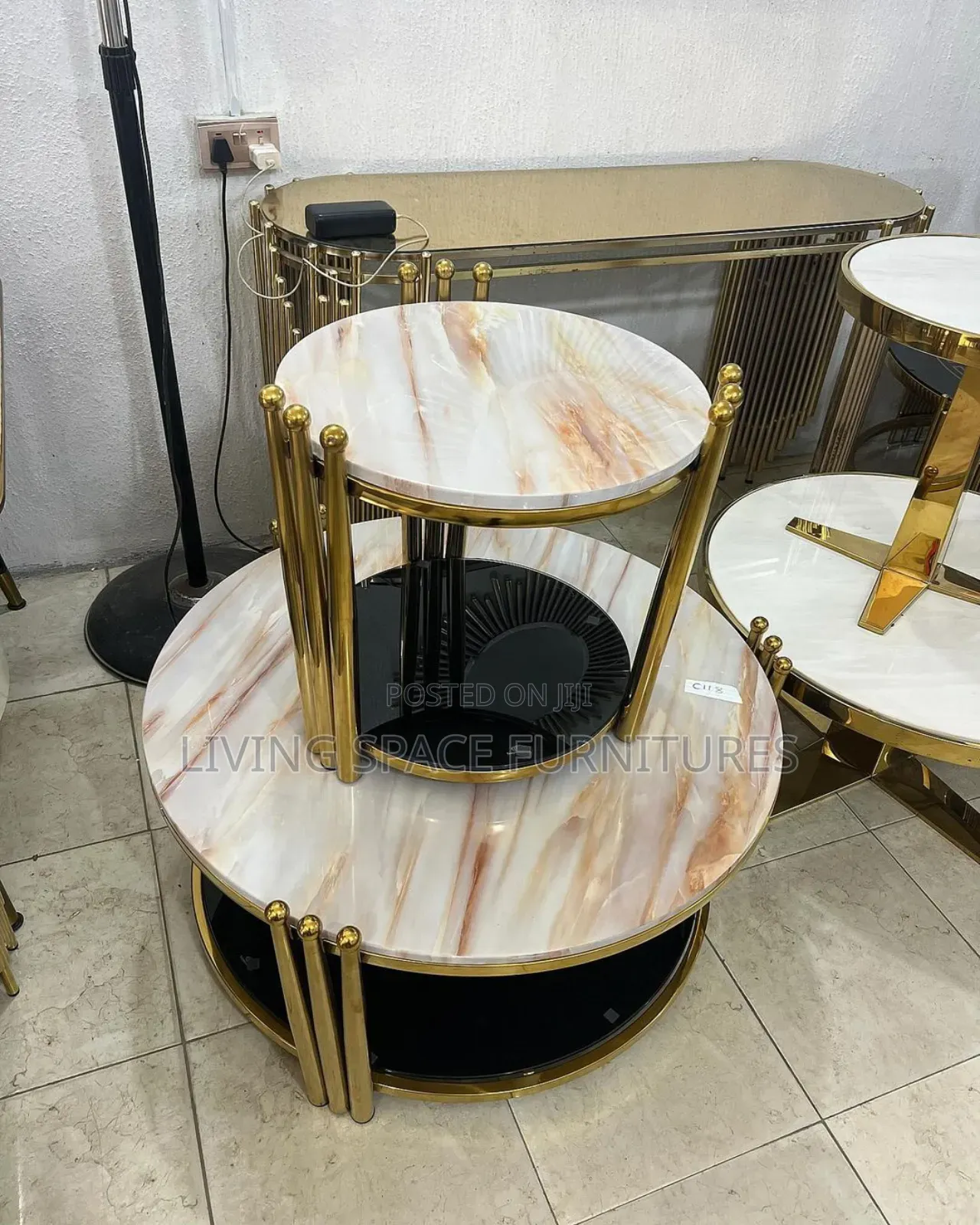 Multi Functional Marble Centre Table Set