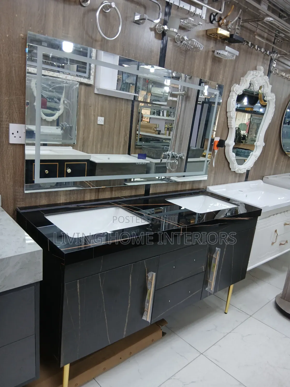 Double Black Cabinet Basin