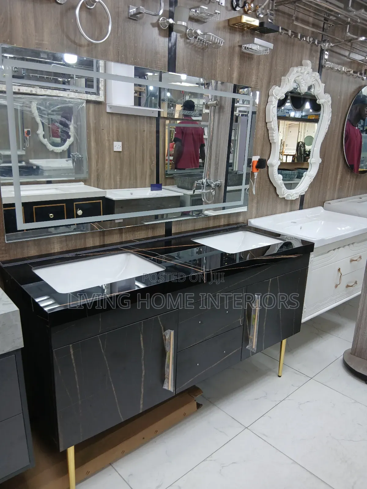 Double Black Cabinet Basin