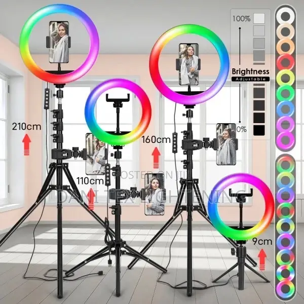 Tripod With RGB Ring Light for Phone Tripod Camera Stand Sel
