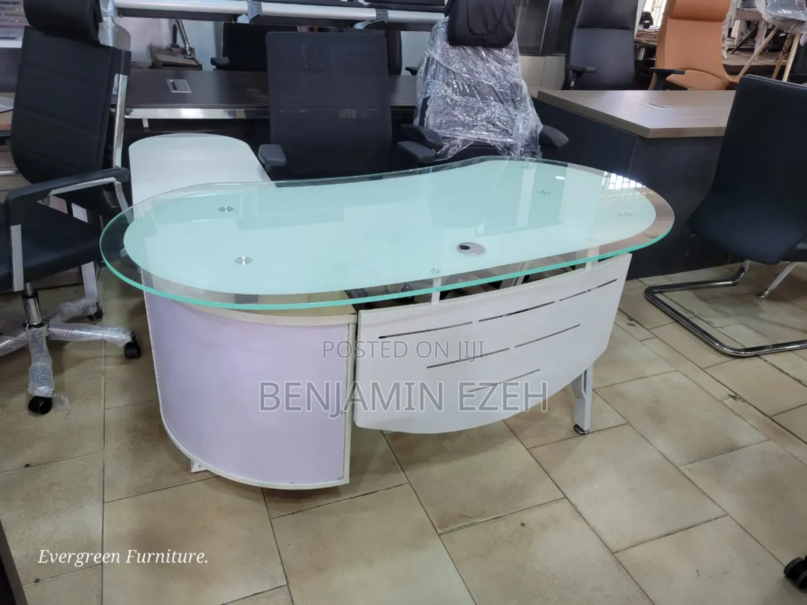 Executive Glass,Wood, Metal Table