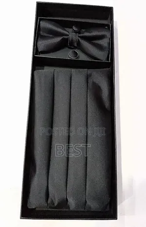 Waist Band Complete Set With Bow Tie Pocket Squar Cufflinks