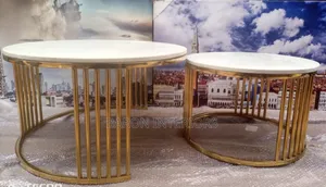 Elegant Modern Marble 2 Piece Toughened Glass Center Table