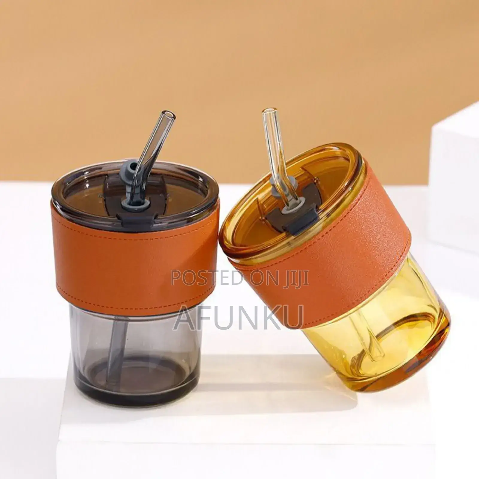Leather Cup With Straw