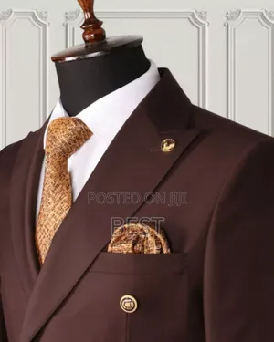 Double Breasted Golden Botton Brown Suit