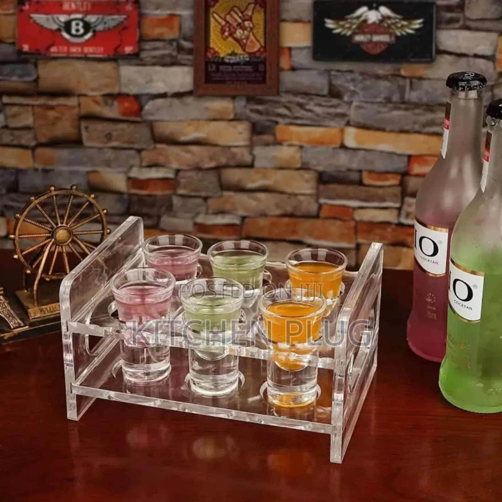 Quality Acrylic 6holes Tequila Rack With Side Handle