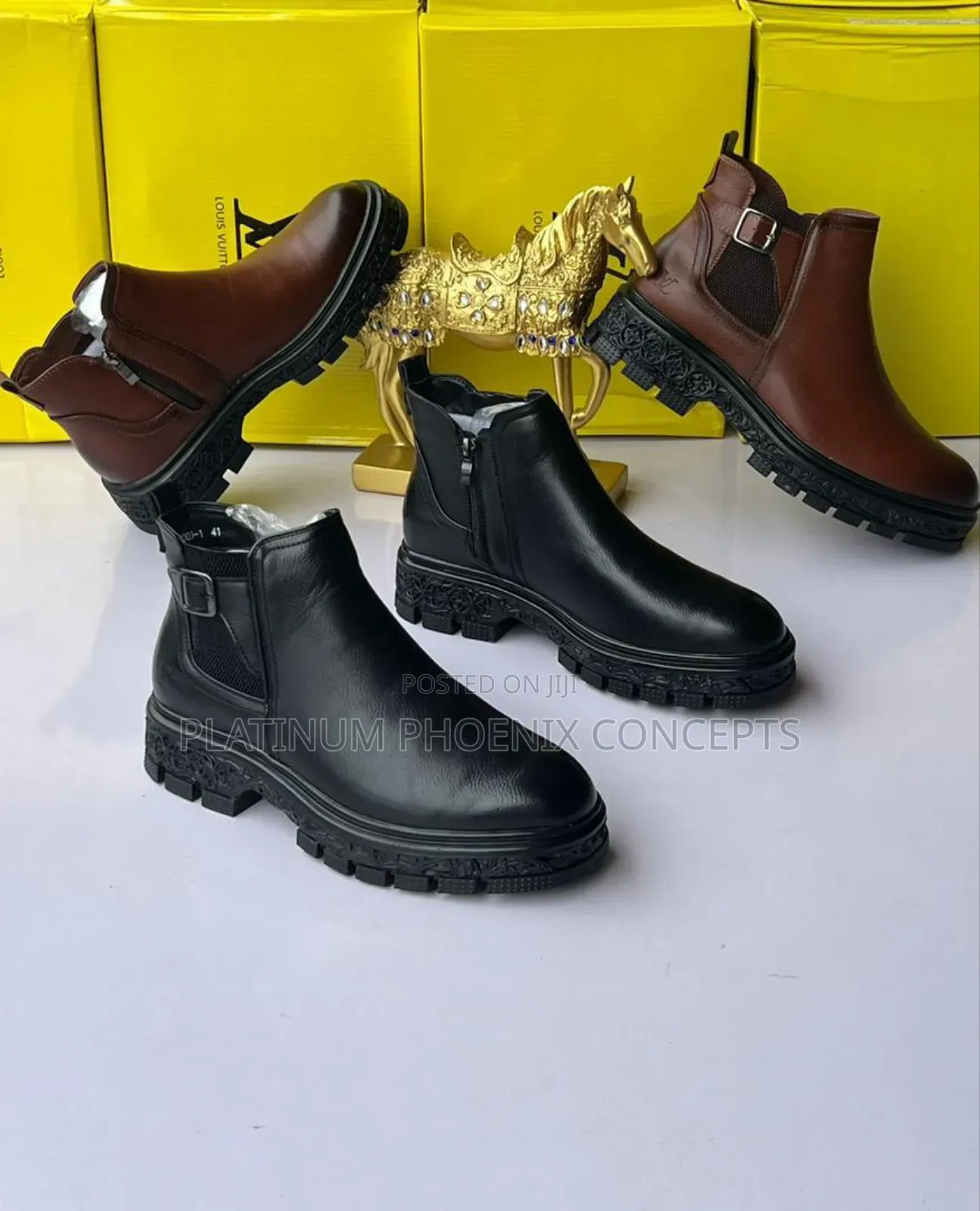 Original Louis Vuitton Quality Leather Corporate Boot