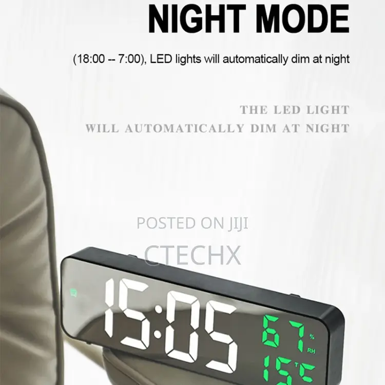Budi DCX-671 Digital Led Wall Clock With Alarm