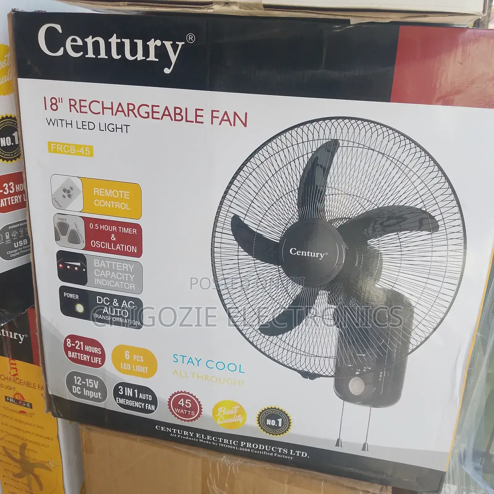 Century Wall Rechargeable Fan