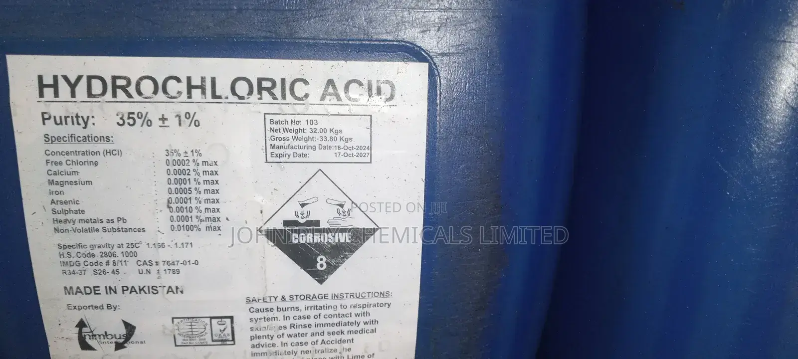 Hydrochloric Acid HCL