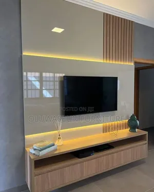 Tv Console With Drawers Open Storage and Light
