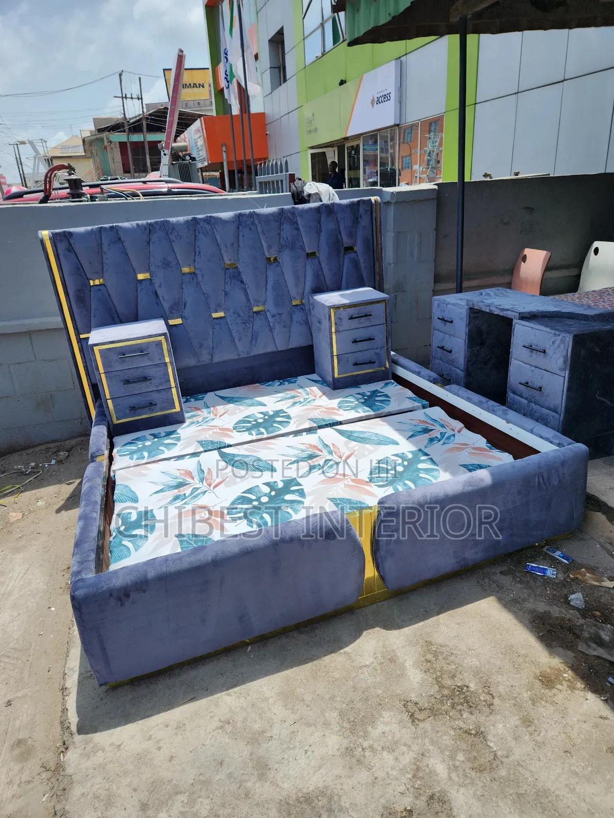 Padded 6by6 Bed Frame With Its Accessories