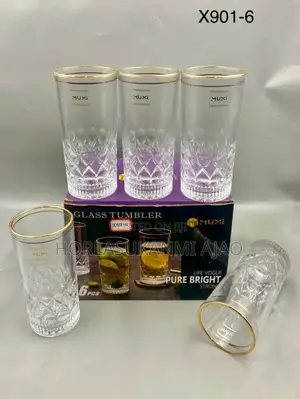 6pcs Glass Cups With Gold Ring on the Mount