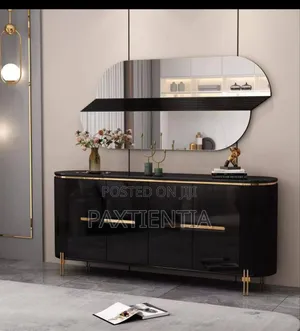 Console and Mirror Set (Black Rhombus)