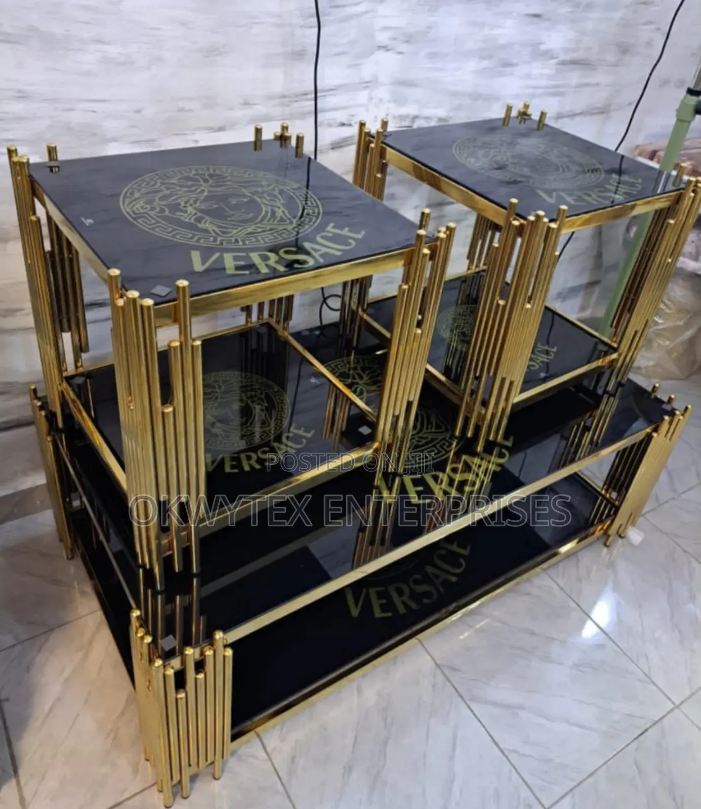 Italian Center Table With Two Sides Stools