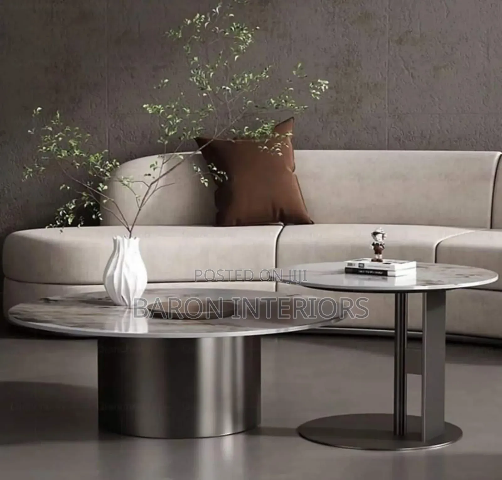 Marble Top Center Table With 1 Side Table