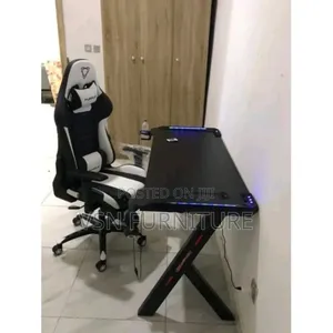 Home and Office Gaming Desk With Led Lights and Gaming Chair