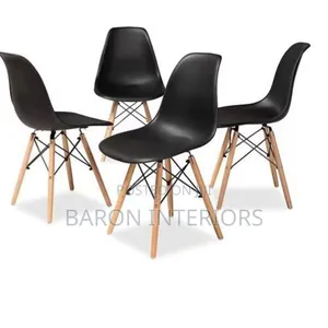Dinning Plastic Chair With Wooden Leg- Set