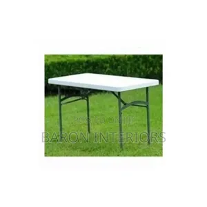 4 Feet Plastic Outdoor Table With Foldable Metal Legs